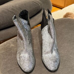 Shimmering Silver Ankle Booties